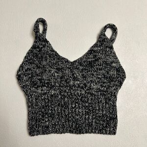 Pins and Needles Black White Knit Crop Top Sweater Tank Size Small